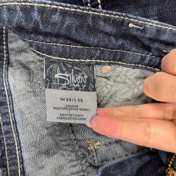 Silver Natsuki denim jeans bootcut dark wash fade size 30 western rodeo longer - Picture 8 of 13
